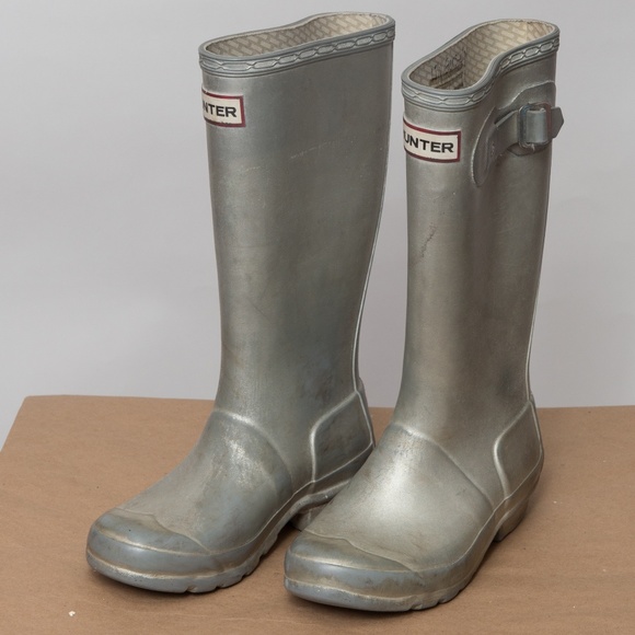 hunter silver rain boots